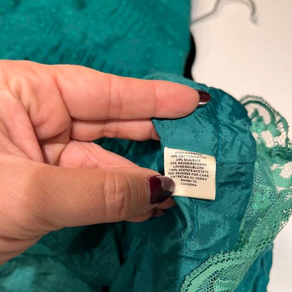 Anthropologie Moulinette Souers Green Swiss Polka Dot Mini Dress Size 2 - Picture 6 of 10